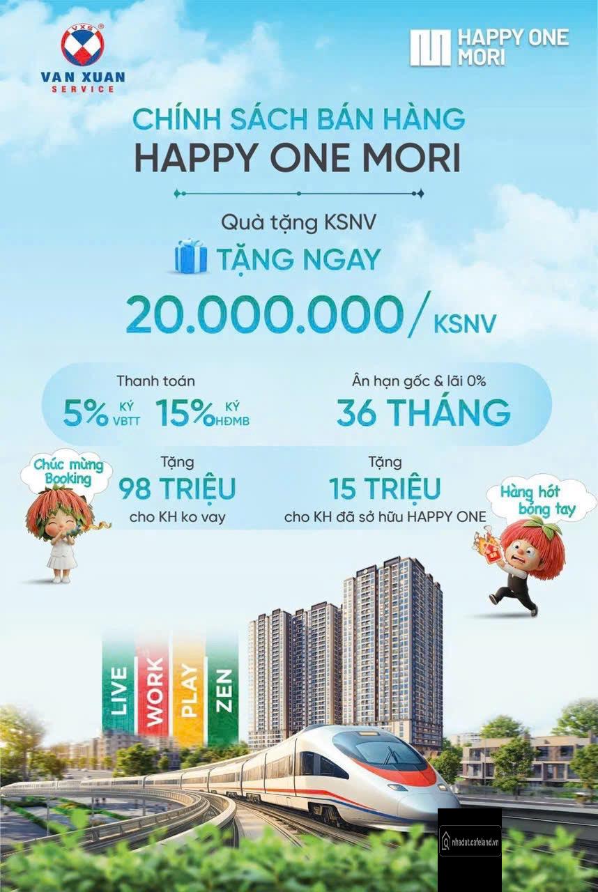 HAPPY ONE MORI giá chỉ 38.6triệu/m2 ƯU ĐÃI 500 TRIỆU