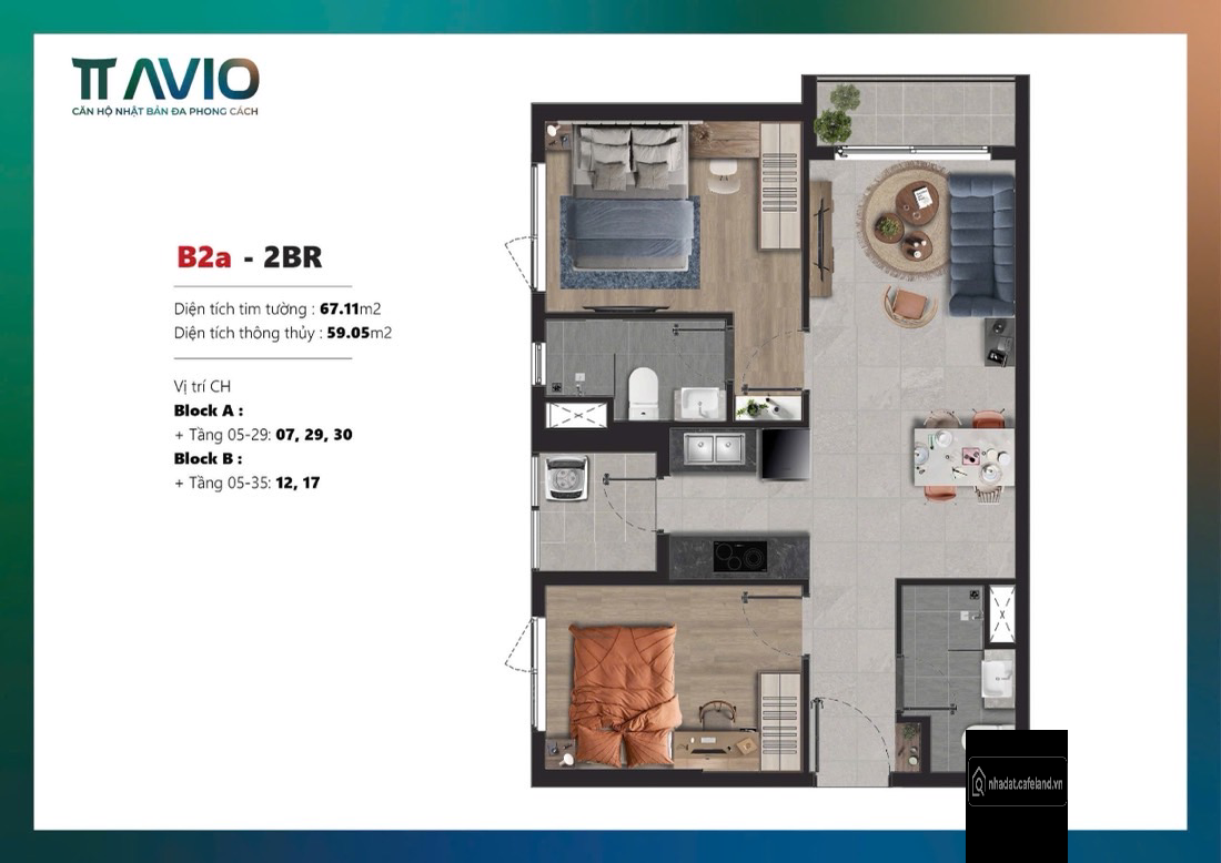 bán căn hộ 2Pn 2 tỷ 1, cách Vincom 700 mét 