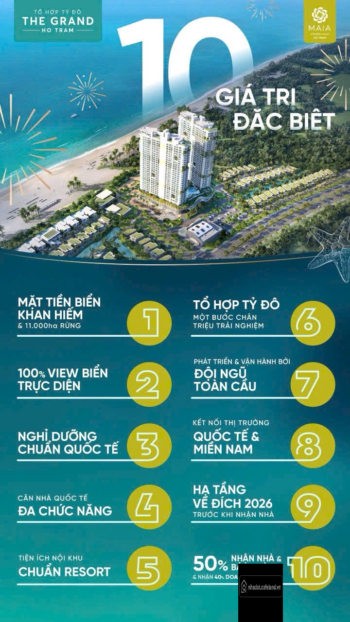 Chỉ 1,2 tỷ sở hữu căn hộ Grand Hồ Tràm, dự án tỷ đô; trả 50% nhận nhà