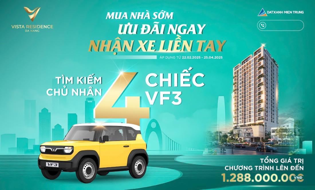 Chỉ 1 tỷ 3 sở hữu ngay căn hộ cao cấp The Vista cùng với VF3