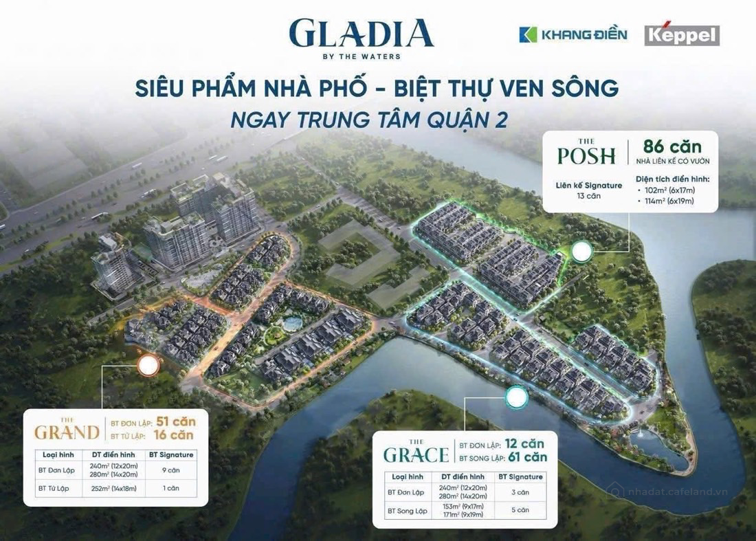 𝐆𝐋𝐀𝐃𝐈𝐀 𝐁𝐘 𝐓𝐇𝐄 𝐖𝐀𝐓𝐄𝐑𝐒 - Nhà phố & biệt thự ven sông Quận 2 gần sân bay Long Thành