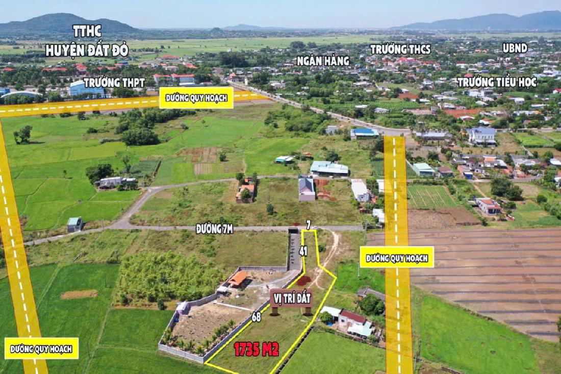 cần bán lô đất biệt thự 1735m2có thổ cư ngay TTHC Đất Đỏ BRVT gần biển Phước Hải