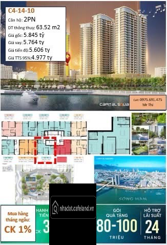 Cần bán gấp căn 1PN Capital Square view sông Hàn, ngay cạnh Vincom. giá rẻ nhất 