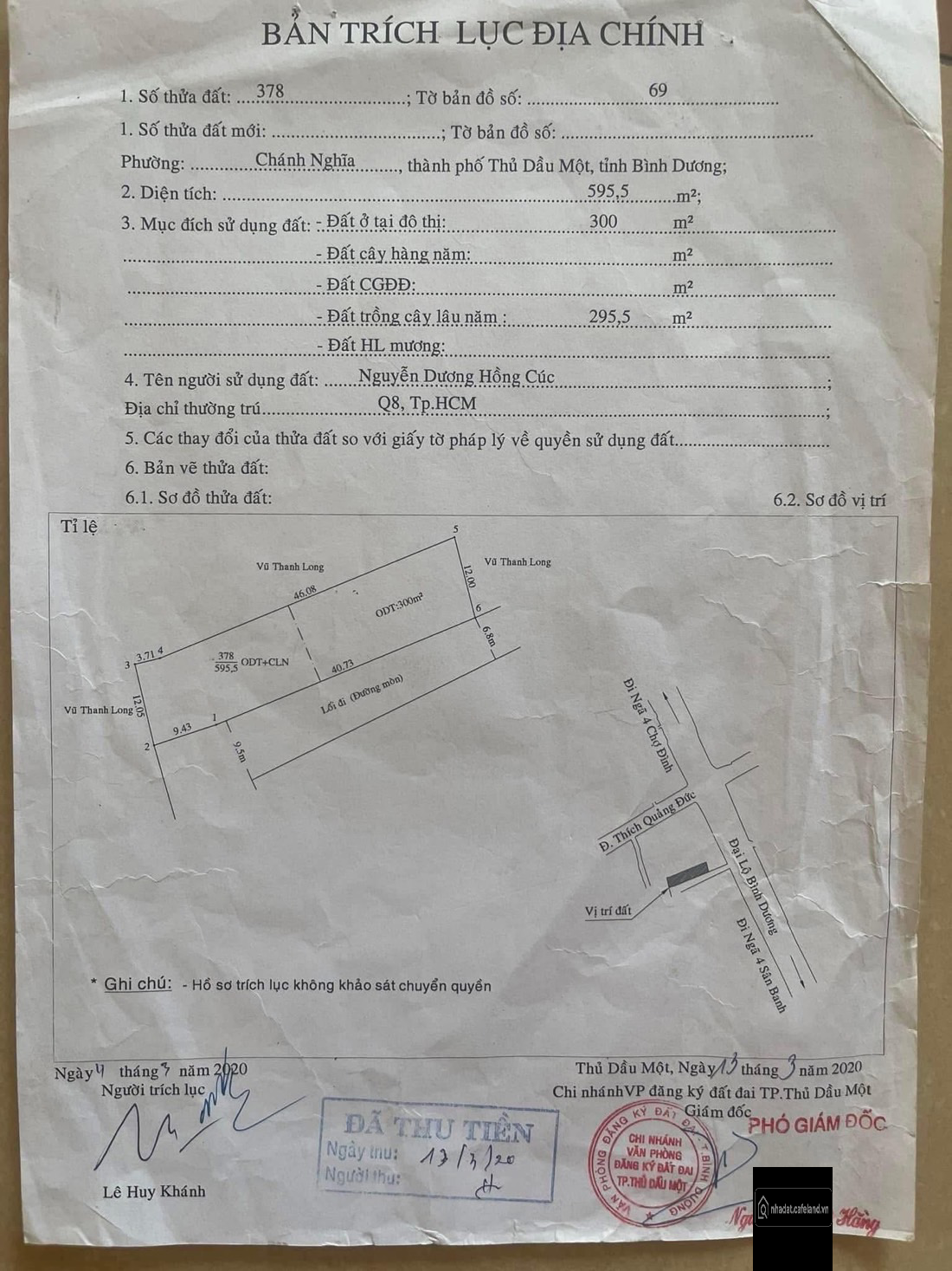 595m2 1/ĐL bình dương