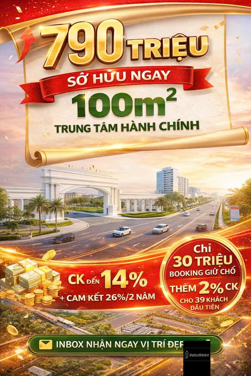 Cơ hội sở hữu đất nền sổ hồng riêng ngay trung tâm hành chính thủ thừa 790tr