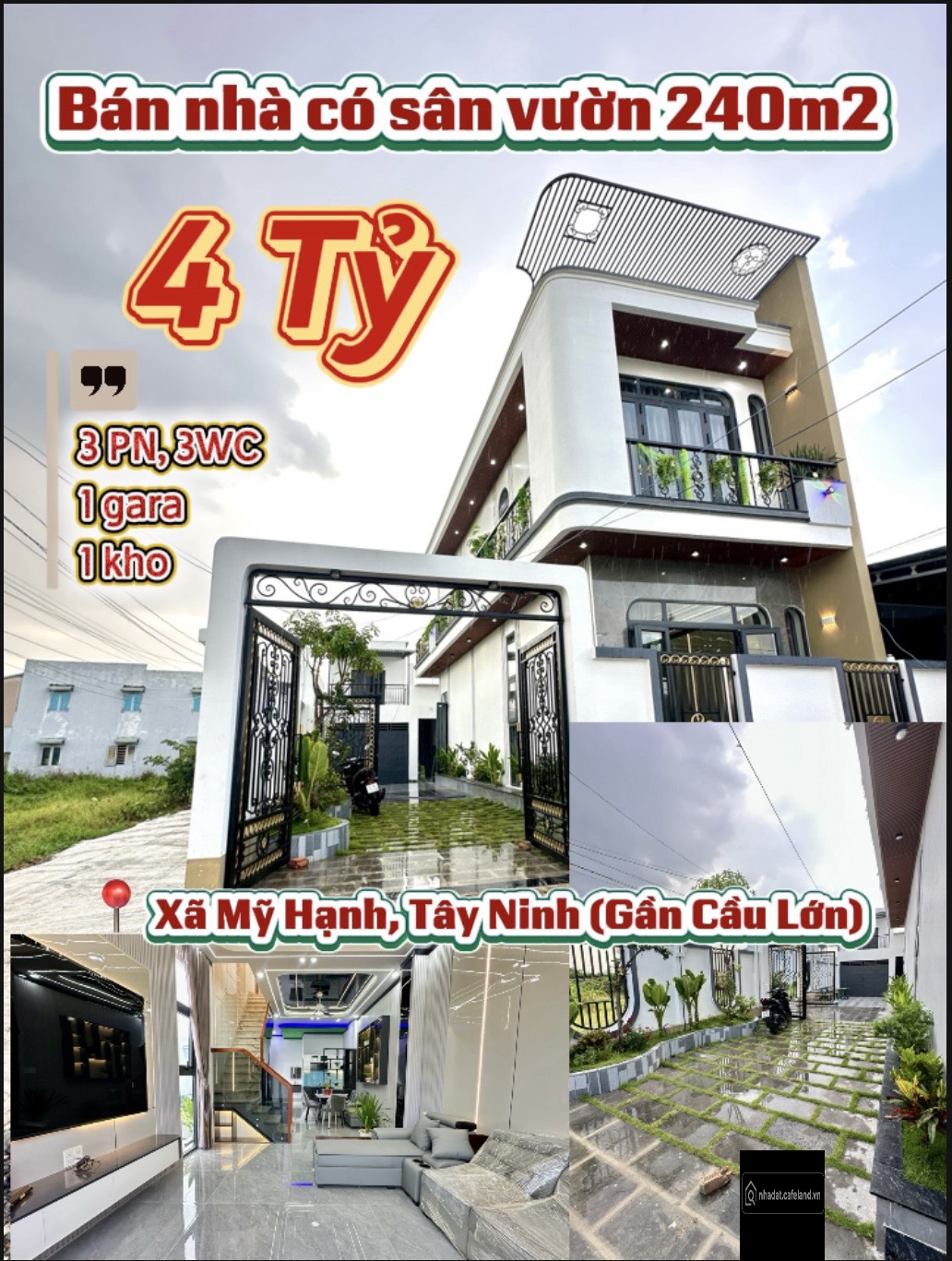 bán nhà phố có sân vườn 3PN, xã Mỹ Hạnh Nam, DT: 8.7x27m